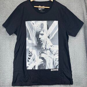 David Bowie Black And White Union Jack Flag Saxophone Unisex T-Shirt L/XL